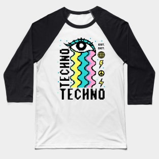 TECHNO  - 8 Bit Rainbow Tears (black/pink/blue) Baseball T-Shirt